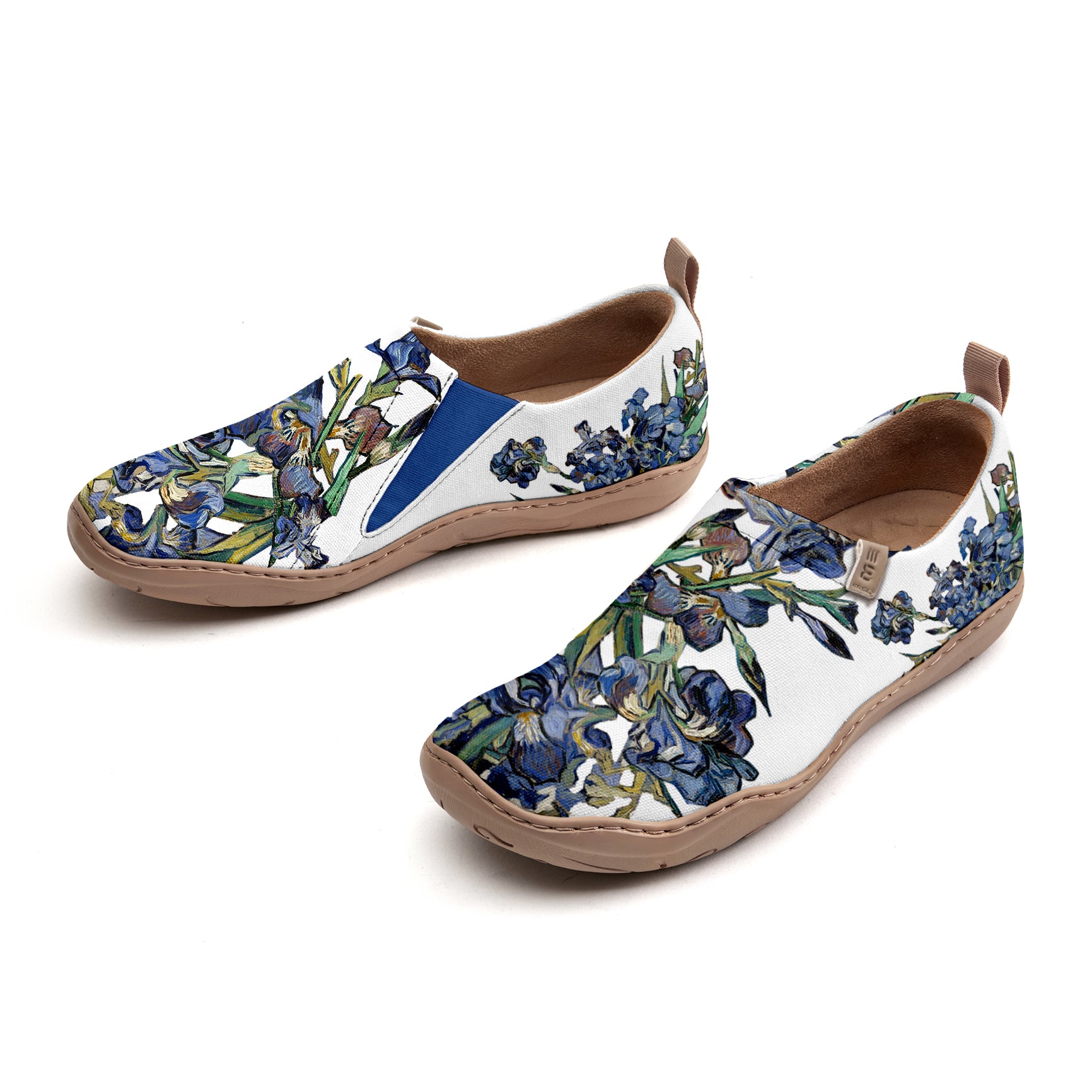 Yiume Women's Art Slip-On Casual Canvas Shoes Van Gogh's Irises Blue Painted,100% Cotton