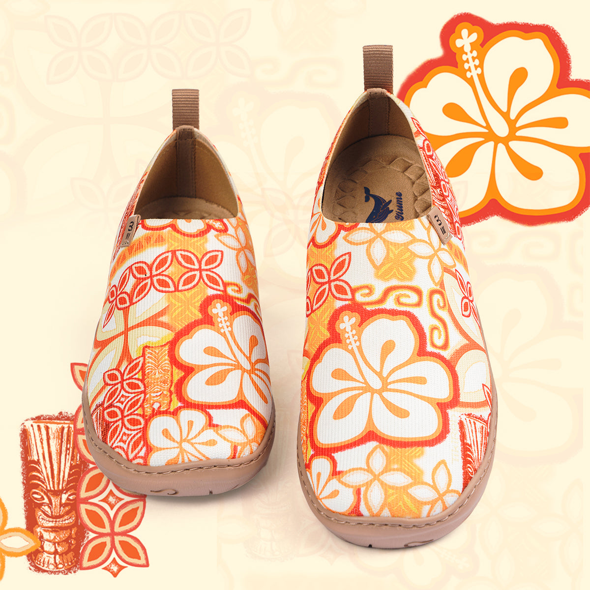 Tiki Print Women's Slip-On Shoes by TIKIROB  Painted Canvas Sneakers