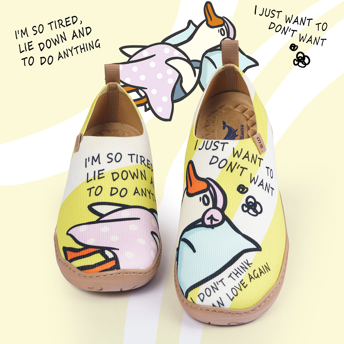 Sleeping Duck Women's Slip-On Shoes Painted Canvas Sneakers