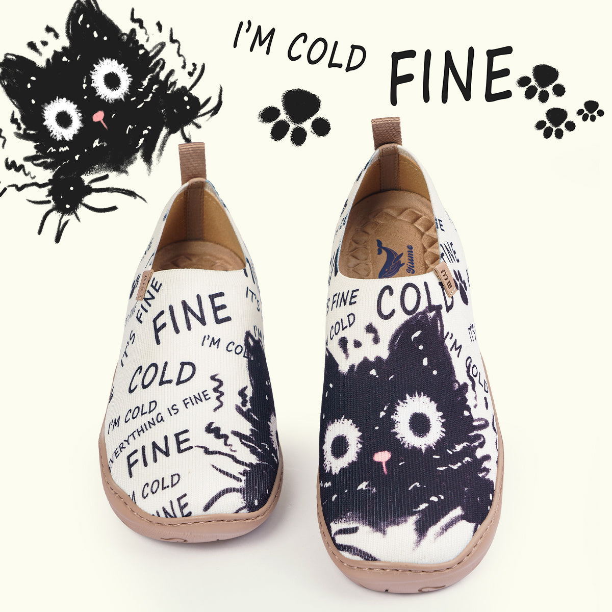 Black Cat Print Cute Women's Slip-On Shoes, 100% Polyester Textured Yarn, Painted Canvas Sneakers