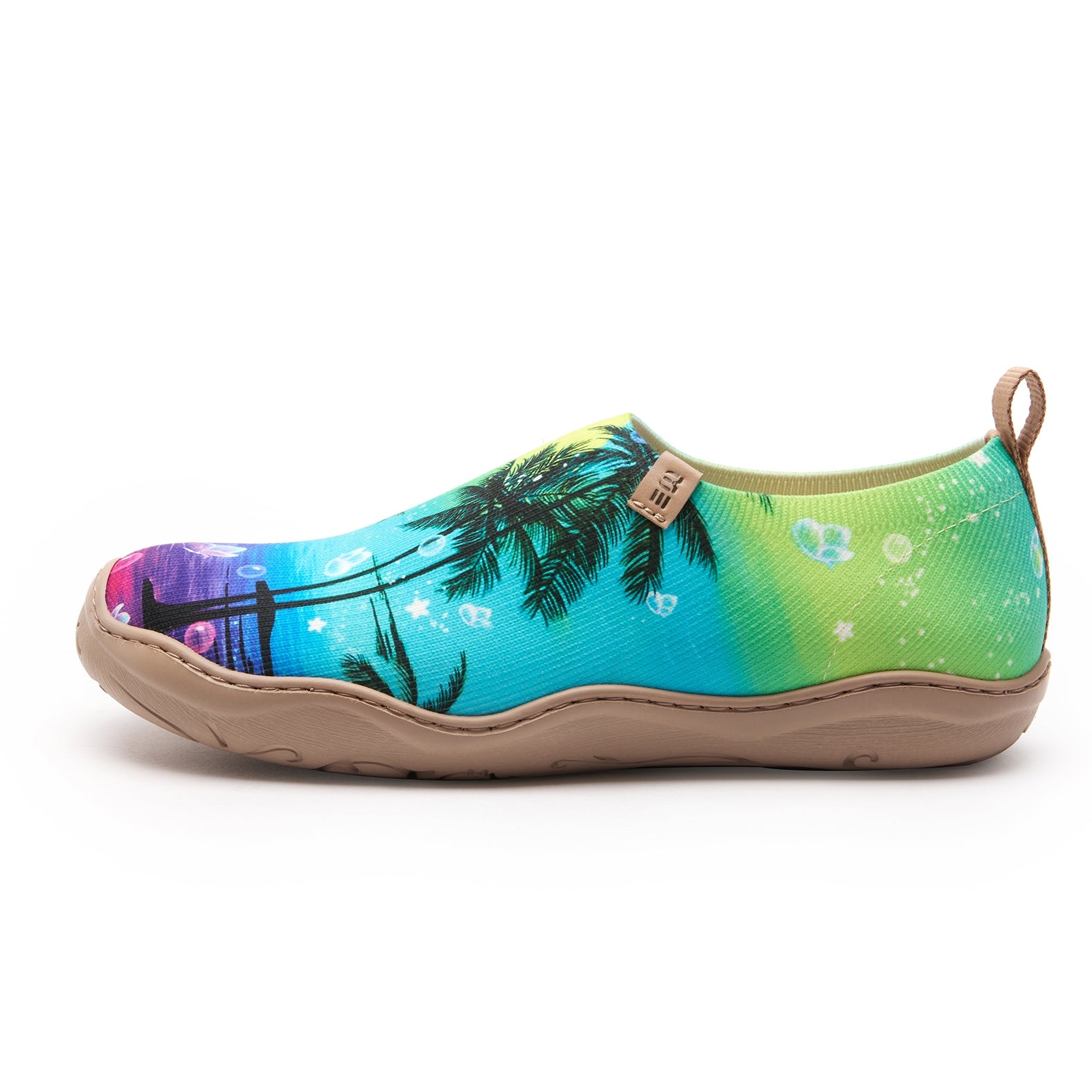 Coconut Palm Sun Women's Slip-On Shoes, 100% Polyester Textured Yarn, Painted Canvas Sneakers