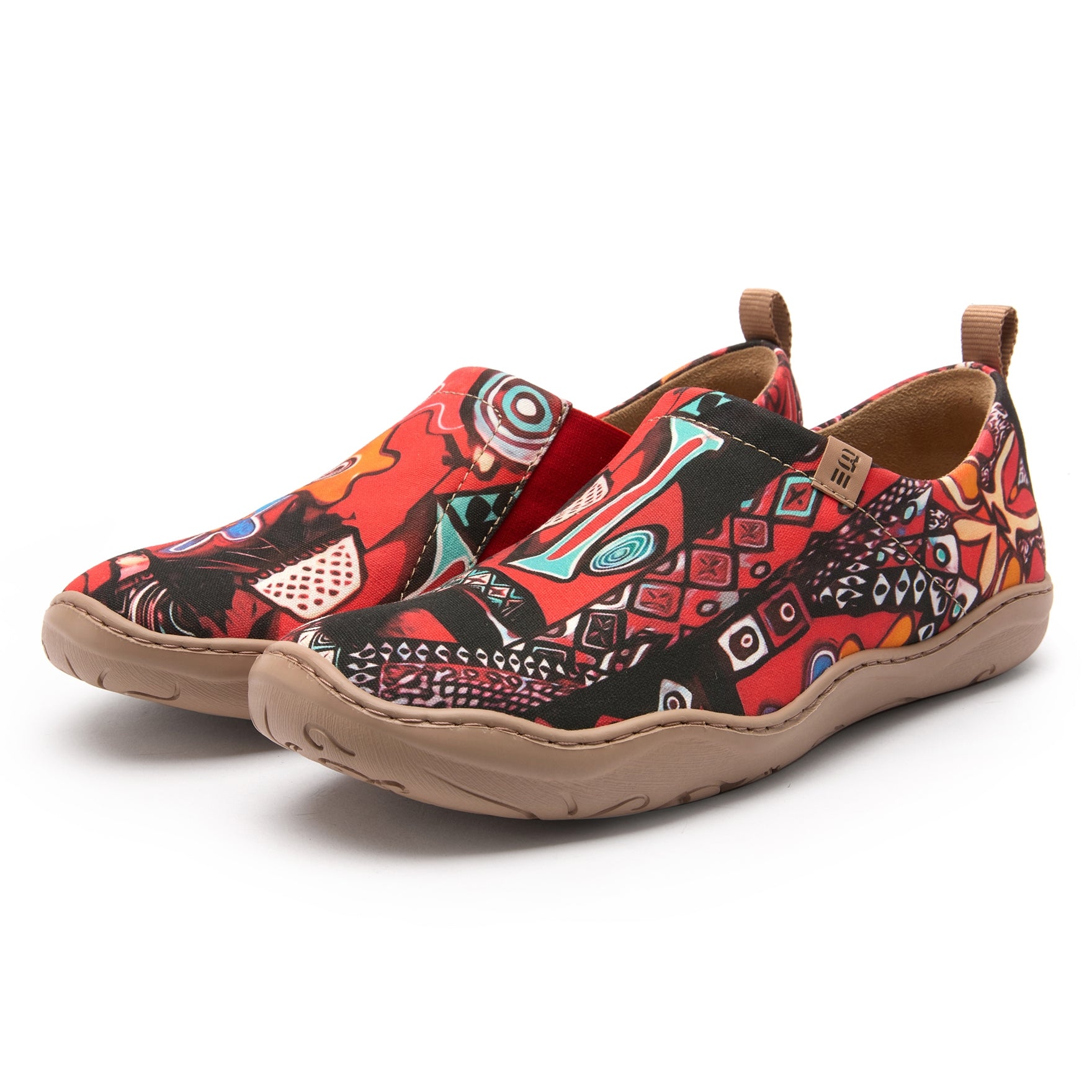 Abstract Artistry Statement Women's Slip-On Shoes, 100% Polyester Textured Yarn, Painted Canvas Sneakers