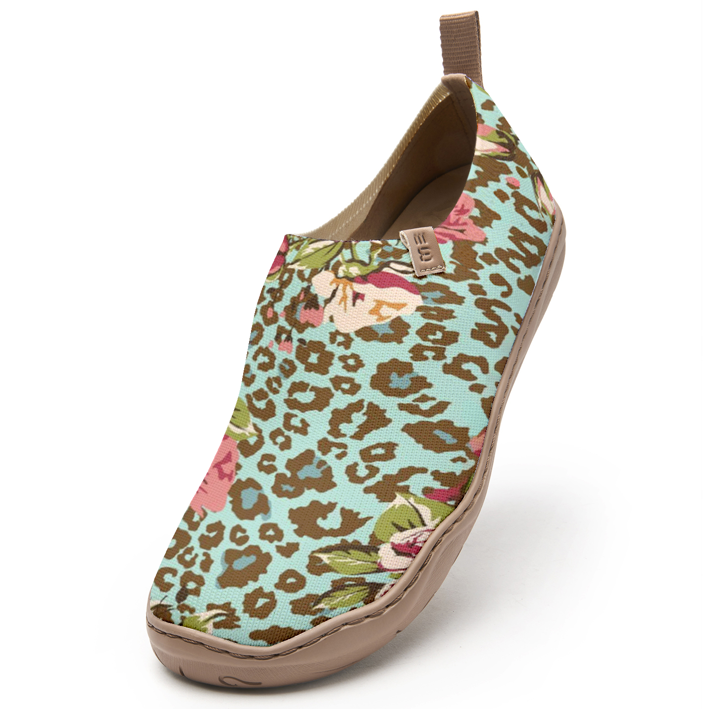Yiume Women's Green Leopard Print Blossom Slip-On Shoes Comfortable Breathable Knit Casual Footwear Stylish Travel-Friendly Loafers