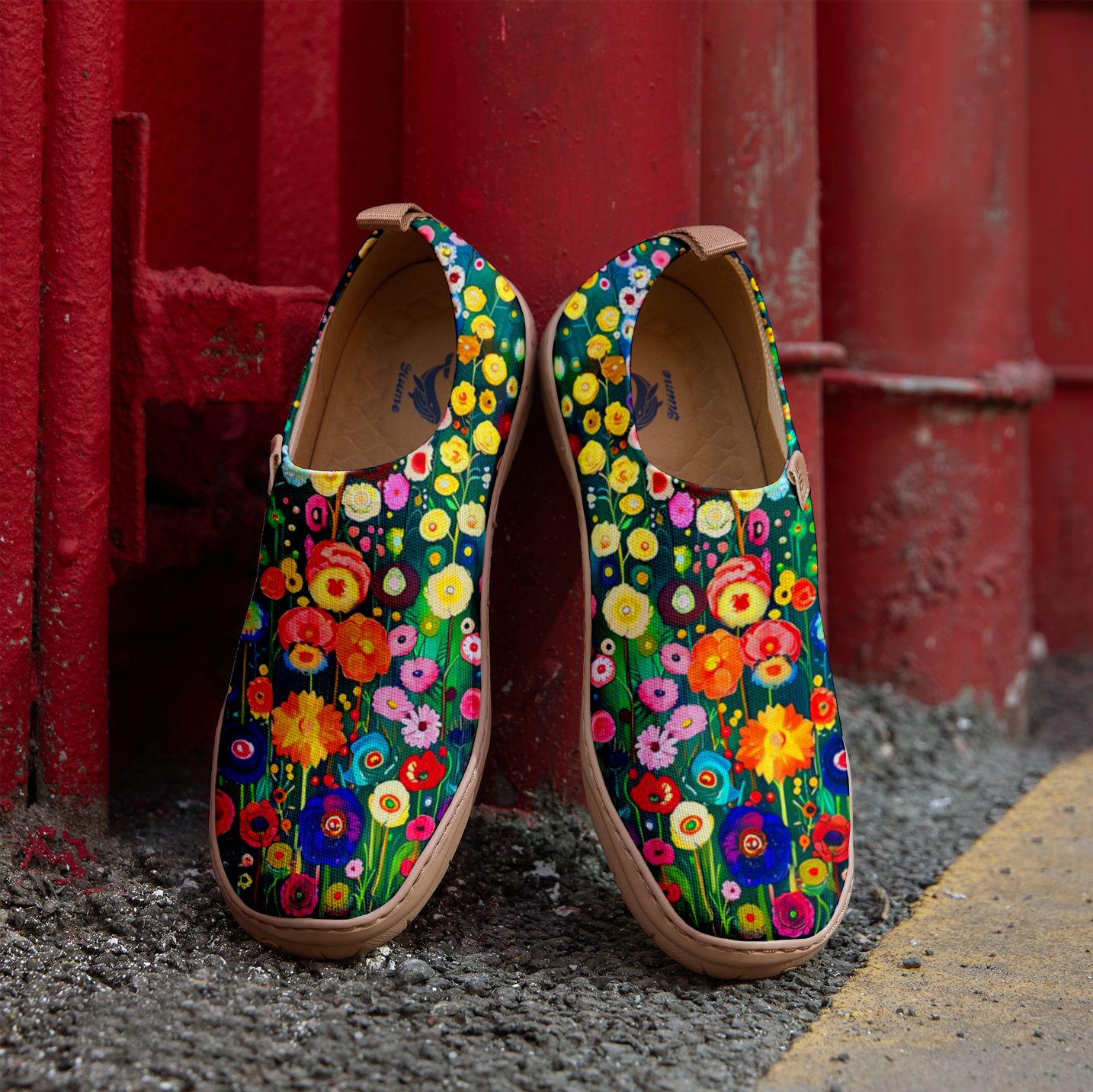 Green Polka Dot Floral Women's Shoes