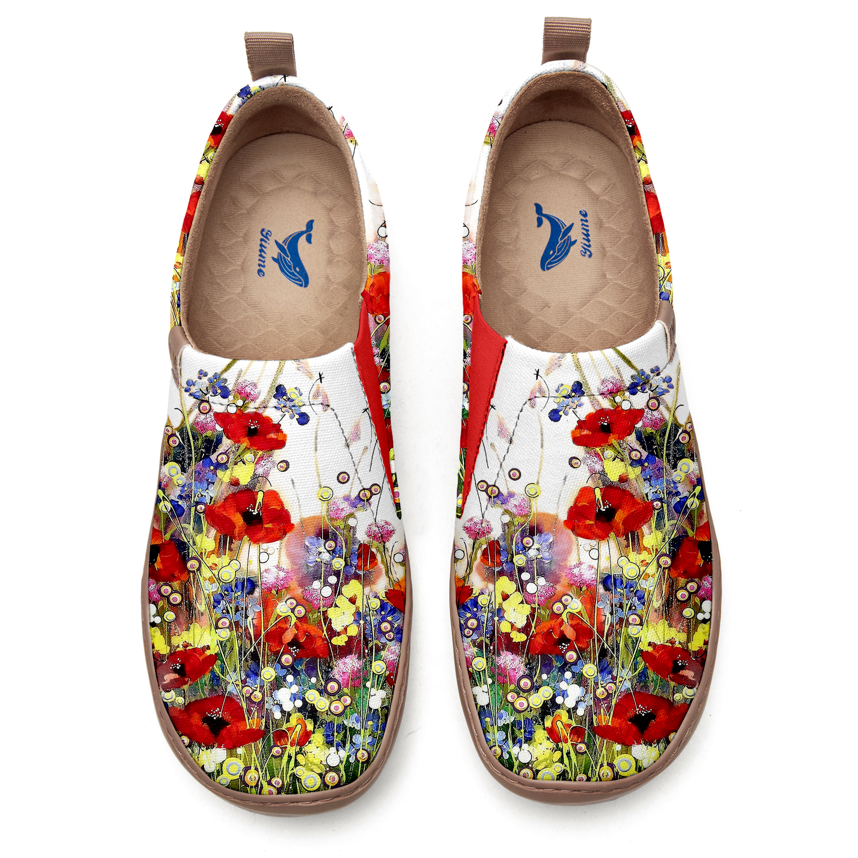 Yiume Women's Art Slip-On Casual Canvas Shoes Wildflower Whisper White Painted,100% Cotton