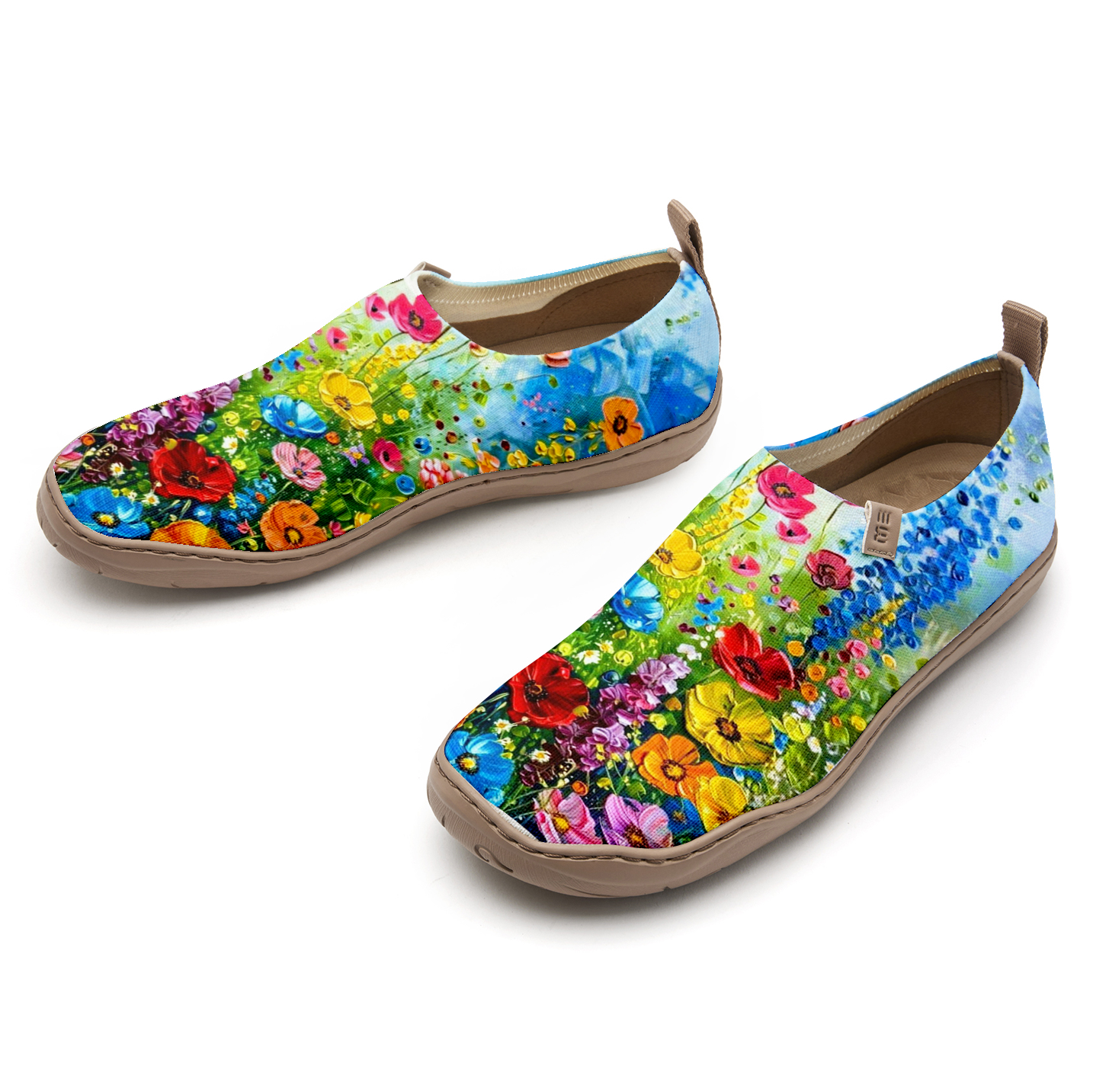 Yiume Women's Art Slip-On Shoes Comfortable Breathable Knit Casual Footwear,Colorful Oil Painting Flowers