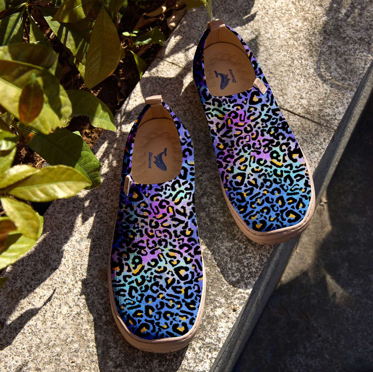 Blue And Purple Leopard Print Women's Shoes
