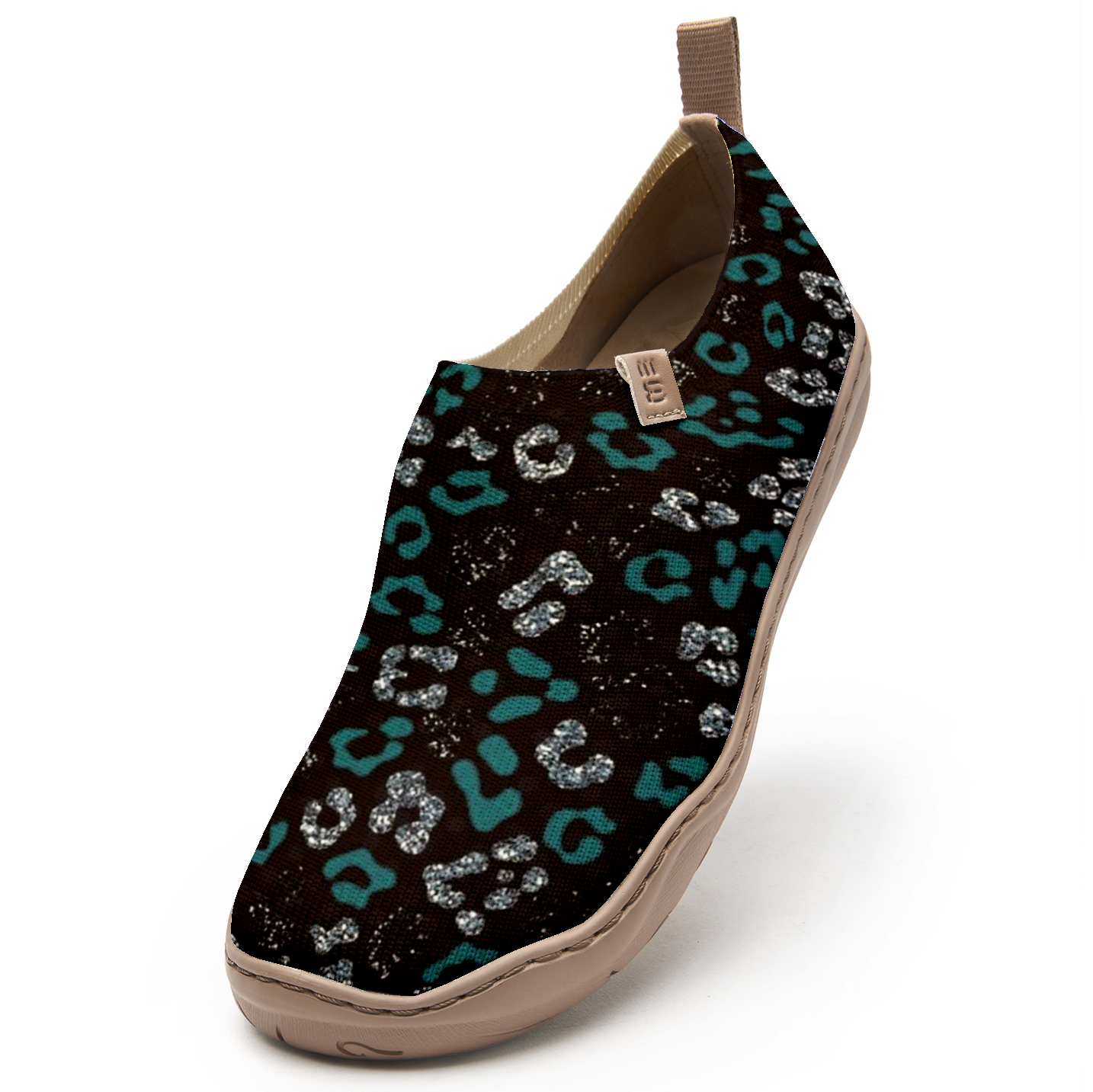 Yiume Women's Black And Green Leopard Print Slip-On Shoes Comfortable Breathable Knit Casual Footwear Stylish Travel-Friendly Loafers