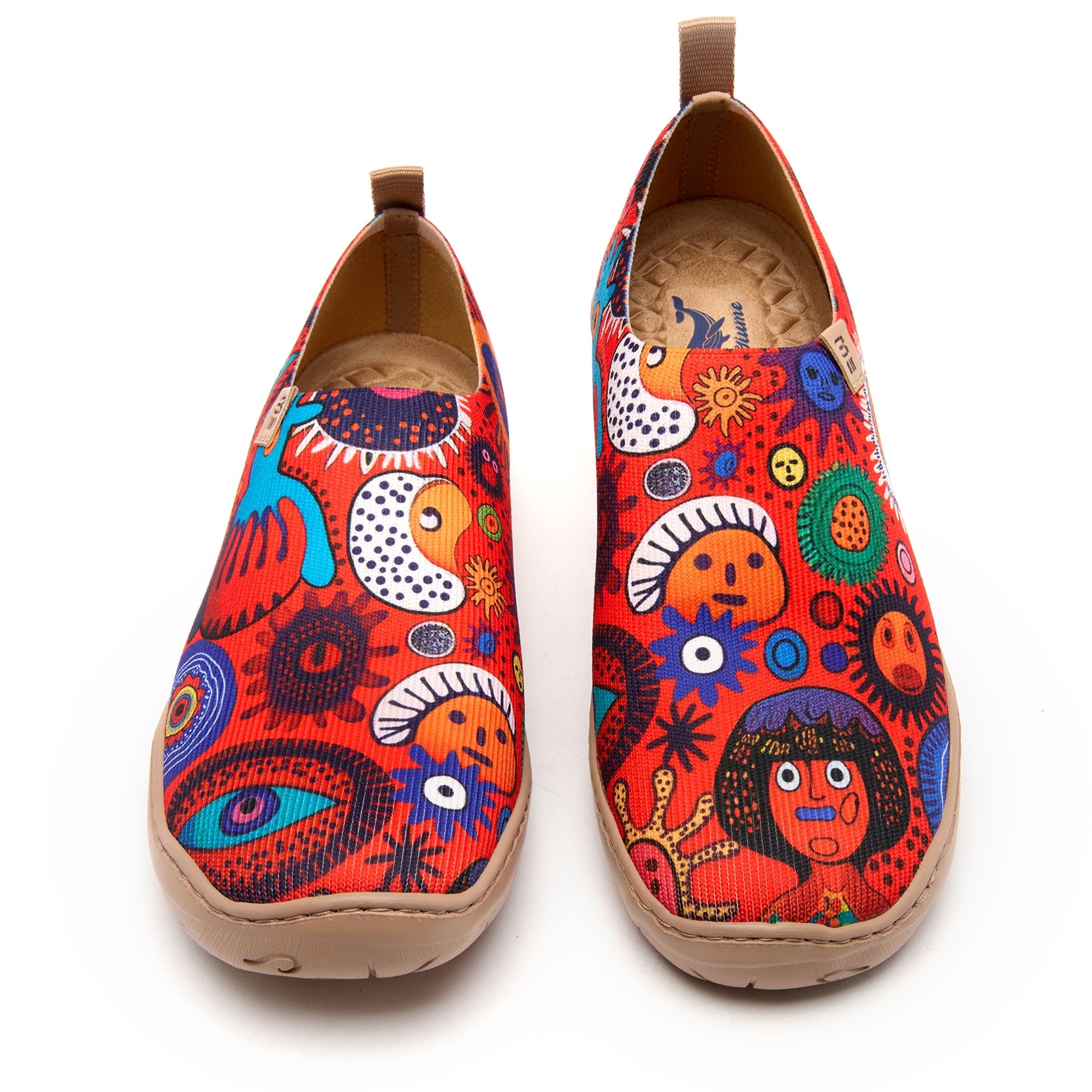 Abstract Art  Women's Slip-On Shoes, 100% Polyester Textured Yarn, Painted Canvas Sneakers