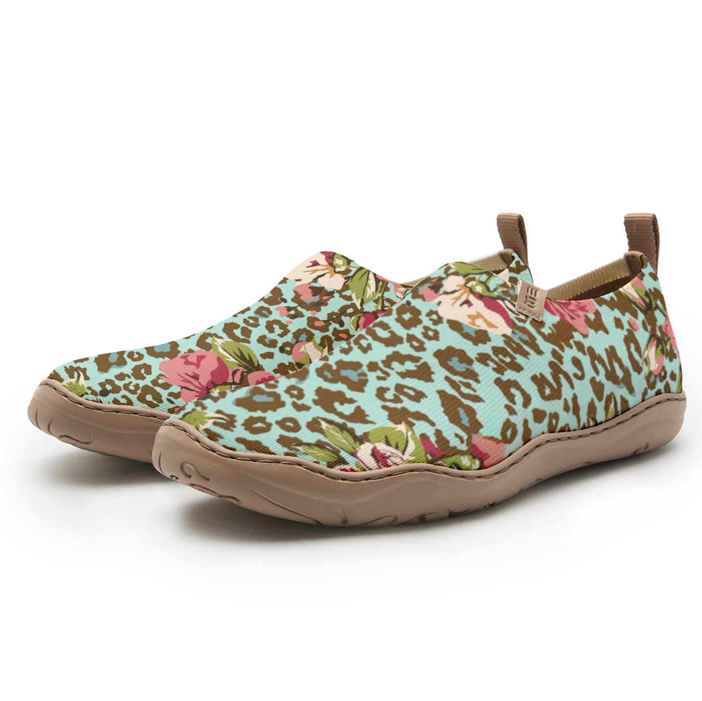 Yiume Women's Green Leopard Print Blossom Slip-On Shoes Comfortable Breathable Knit Casual Footwear Stylish Travel-Friendly Loafers