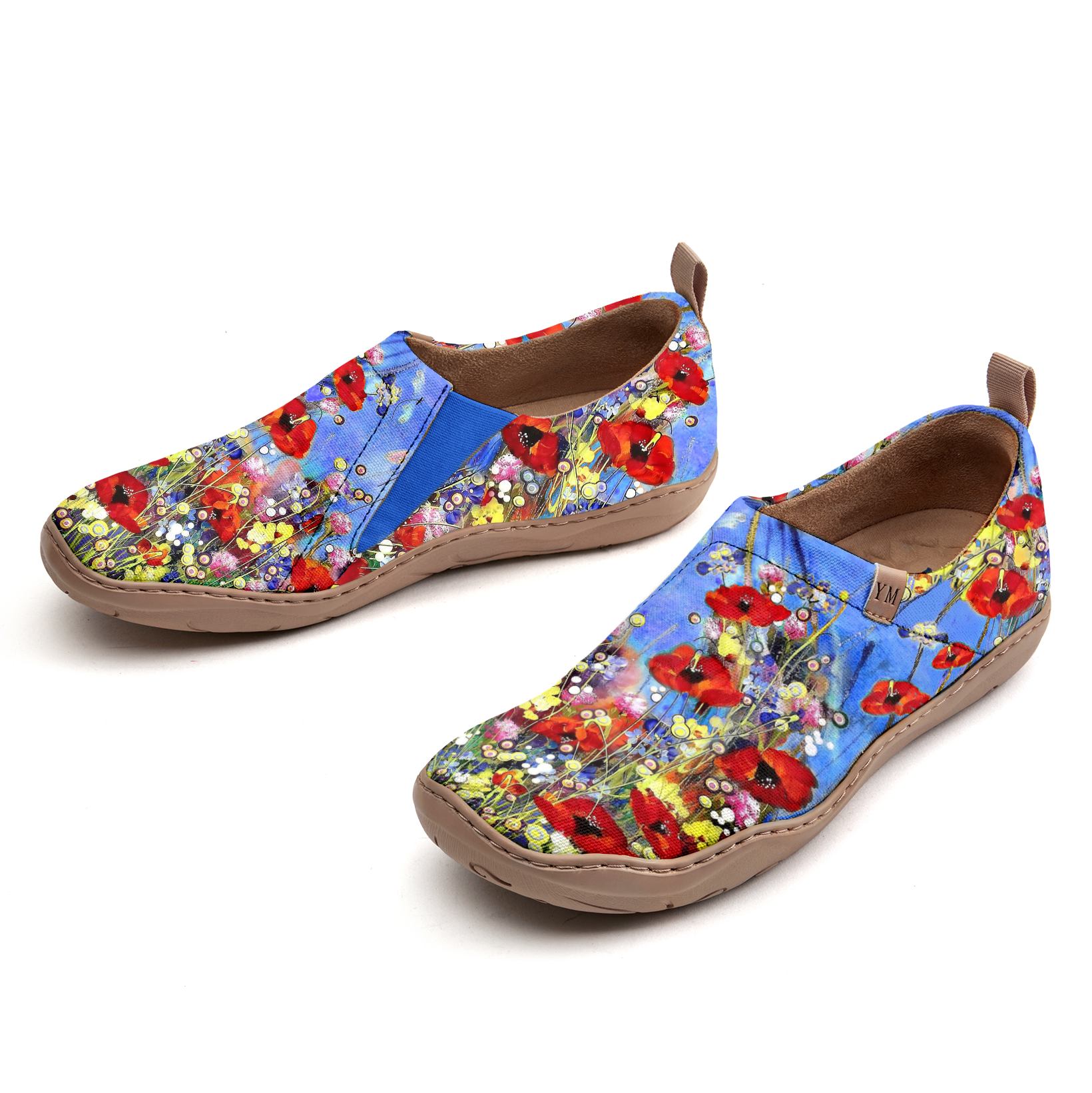 Yiume Women's Art Slip-On Casual Canvas Shoes Wildflower Whisper Blue Painted,100% Cotton