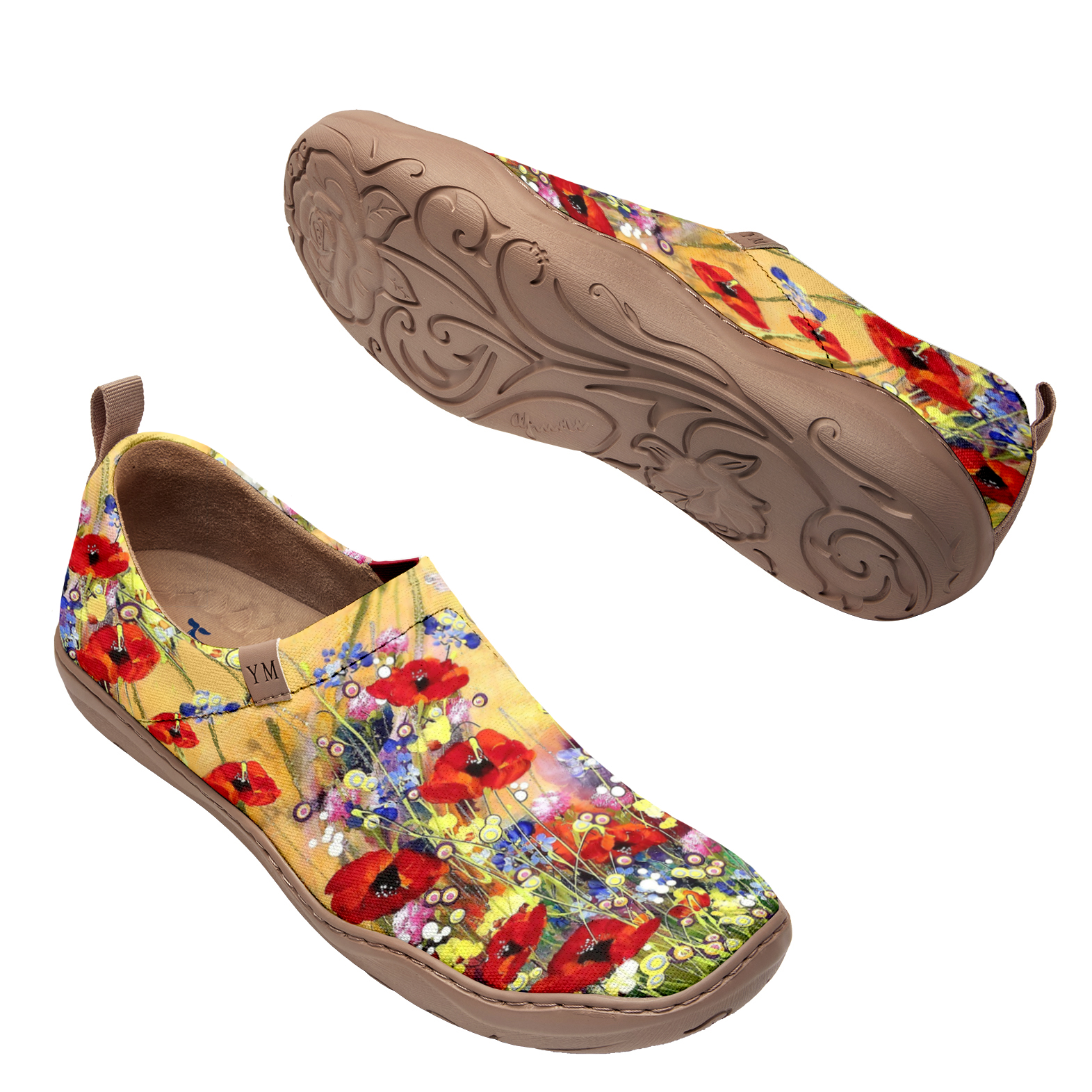 Yiume Women's Art Slip-On Casual Canvas Shoes Wildflower Whisper Painted,100% Cotton