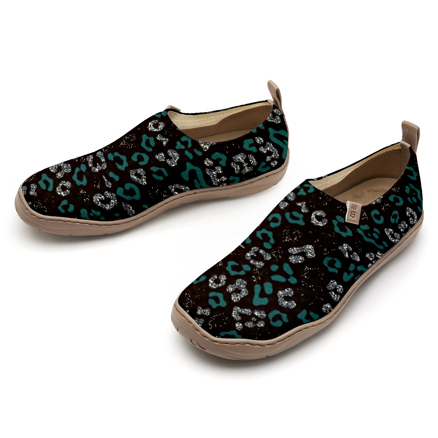 Yiume Women's Black And Green Leopard Print Slip-On Shoes Comfortable Breathable Knit Casual Footwear Stylish Travel-Friendly Loafers