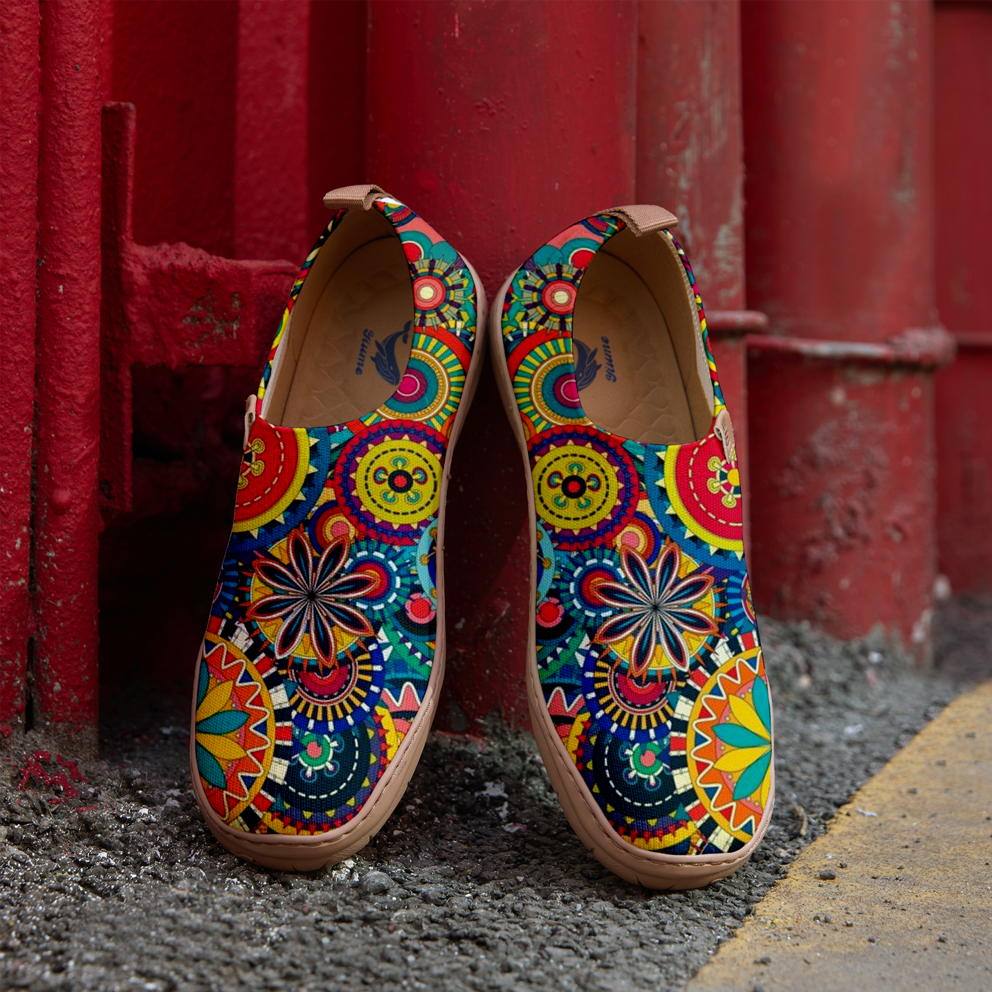 Yiume Women's Art Slip-On Shoes Comfortable Breathable Knit Casual Footwear Stylish Travel-Friendly Loafers