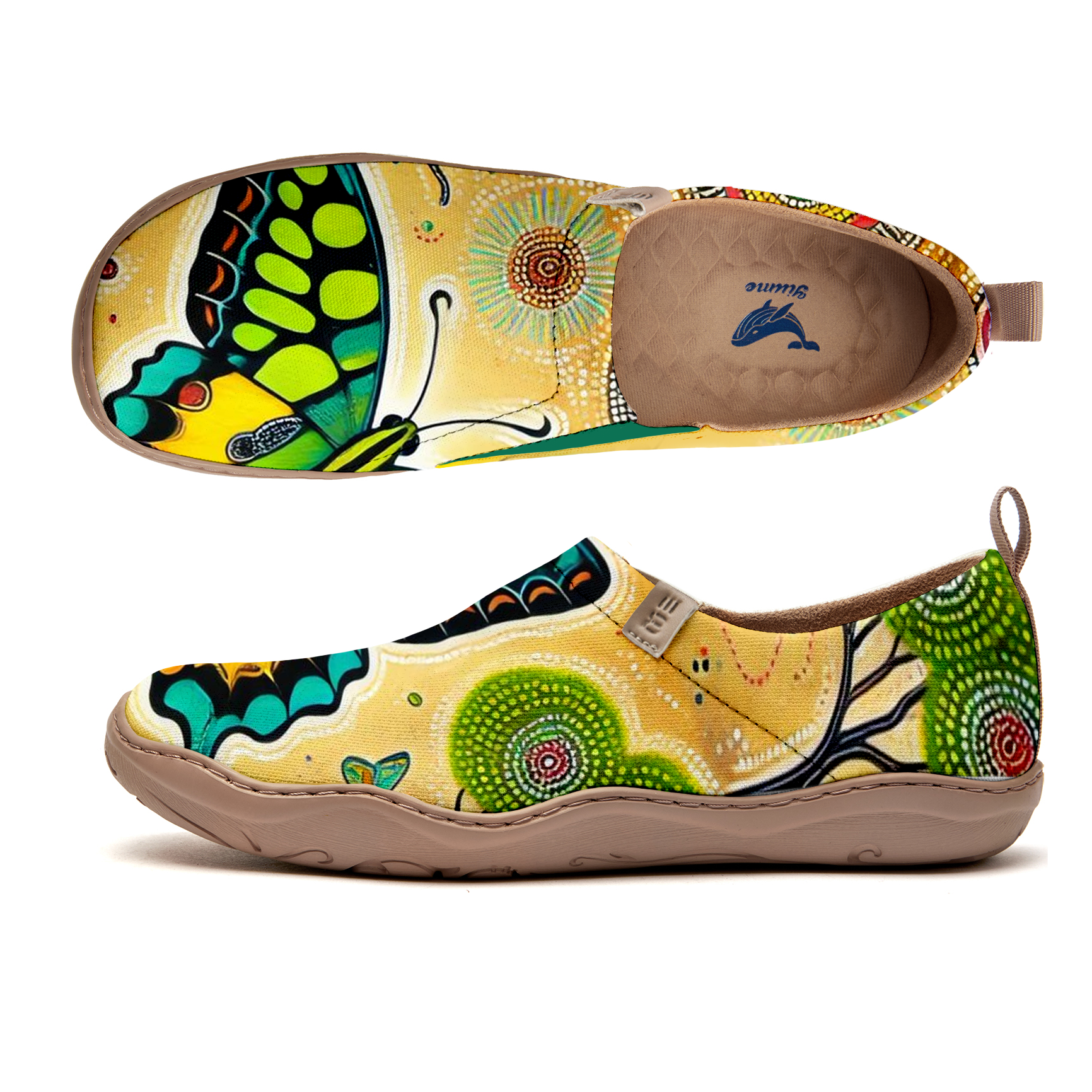 Green Polka Dot Butterfly Women's Shoes