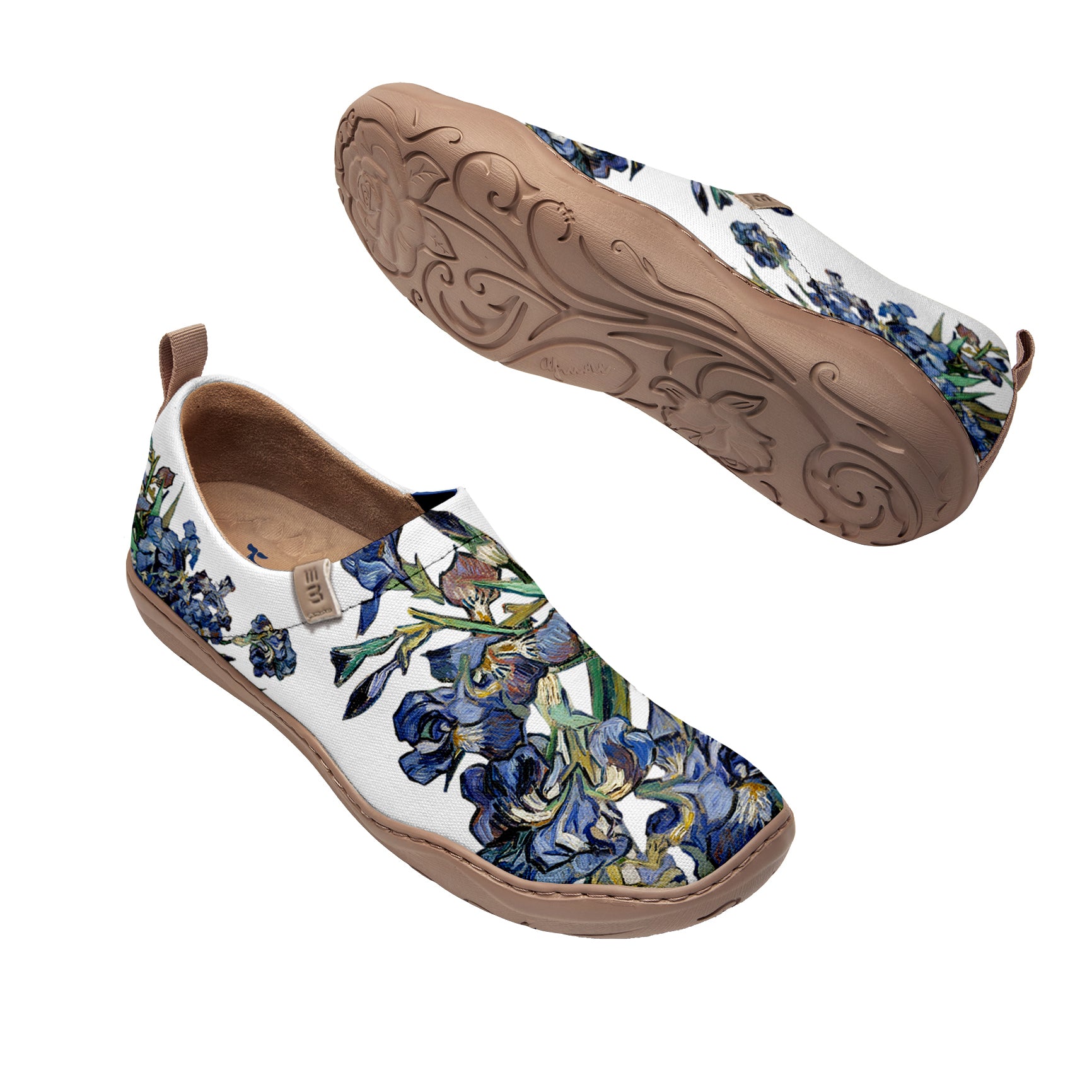 Yiume Women's Art Slip-On Casual Canvas Shoes Van Gogh's Irises Blue Painted,100% Cotton