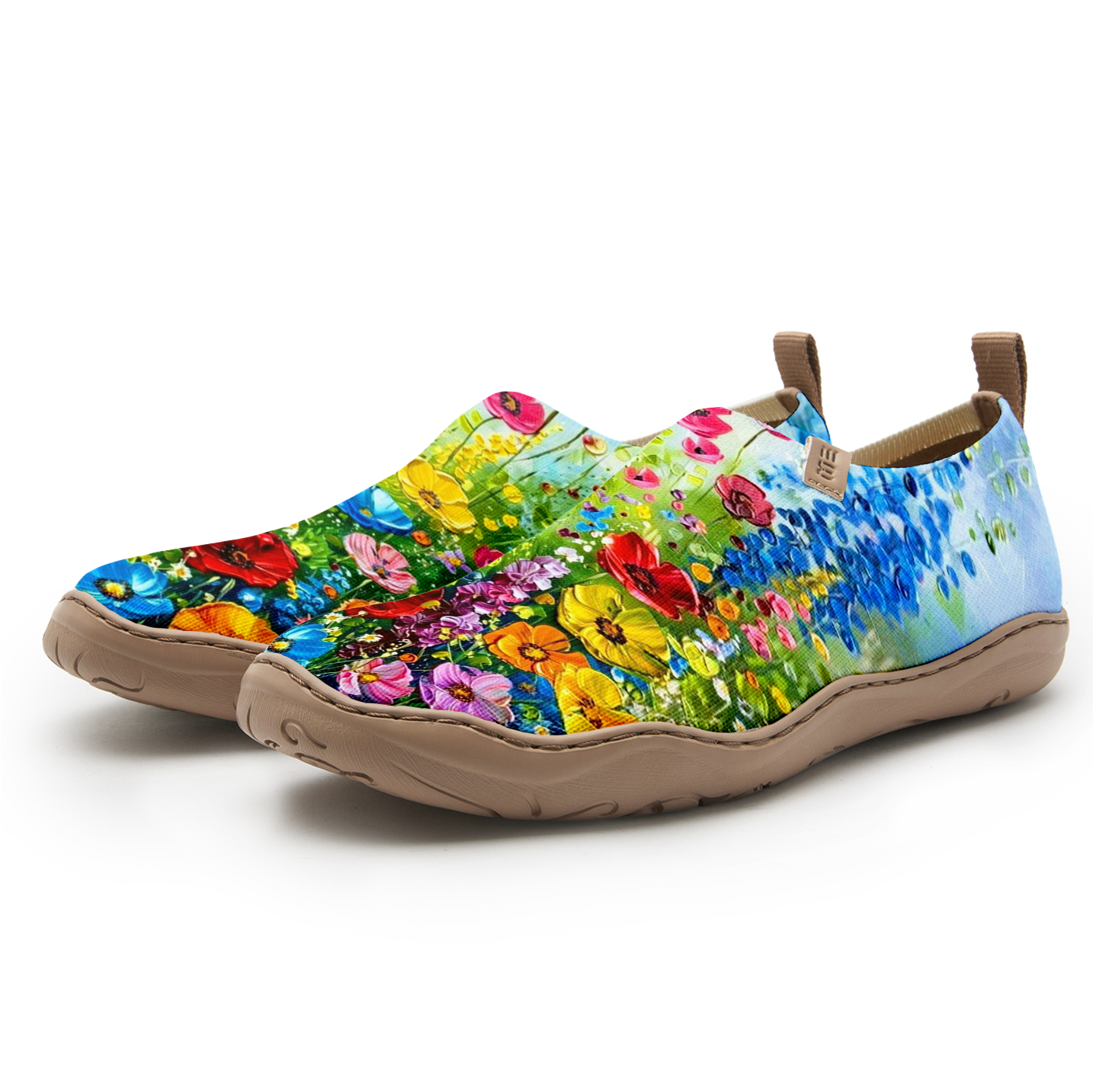 Yiume Women's Art Slip-On Shoes Comfortable Breathable Knit Casual Footwear,Colorful Oil Painting Flowers