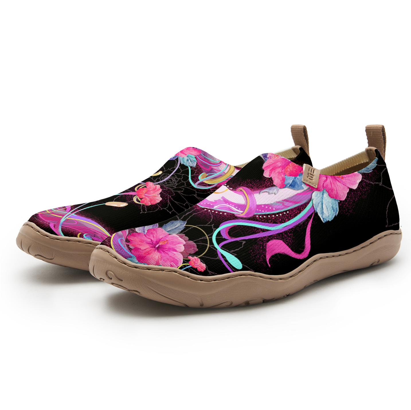 Yiume Women's Art Slip-On Shoes Comfortable Breathable Knit Casual Footwear,Snake and Blossom Symphony