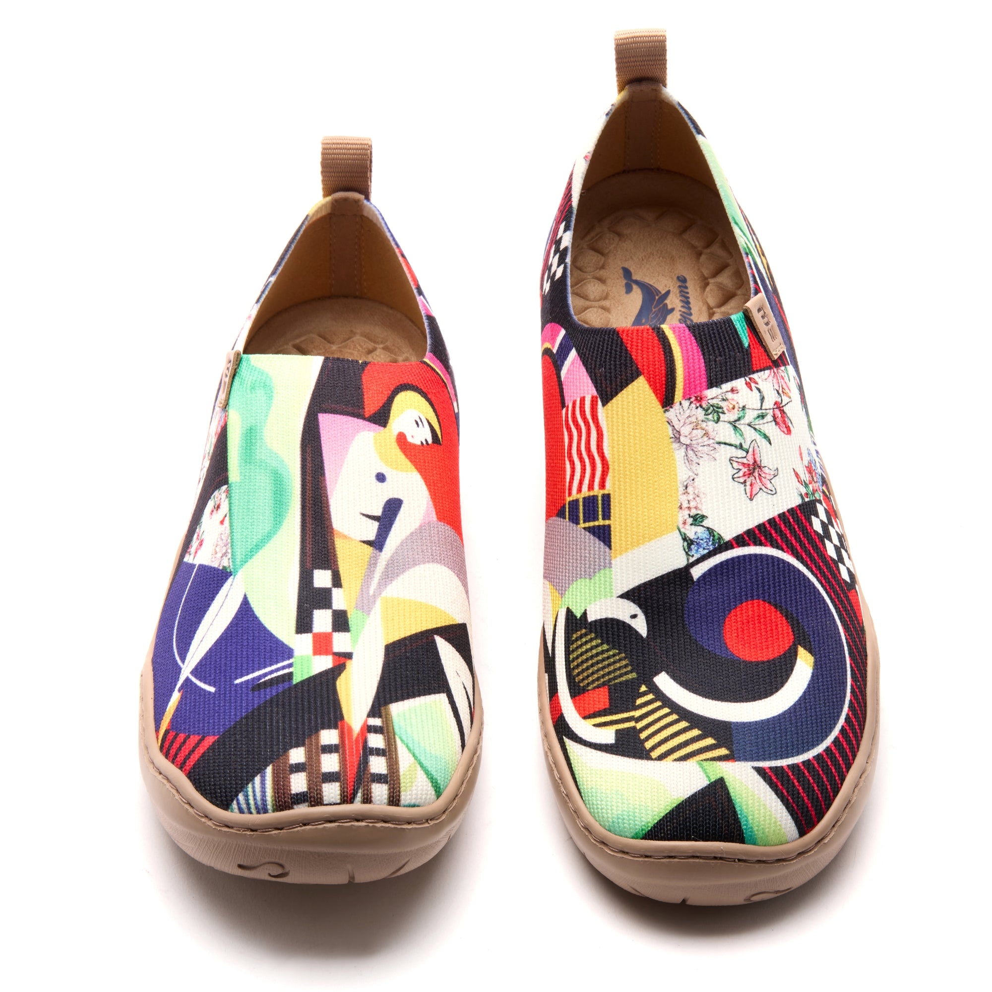 Abstract Portrait Art Women's Slip-On Shoes, 100% Polyester Textured Yarn, Painted Canvas Sneakers