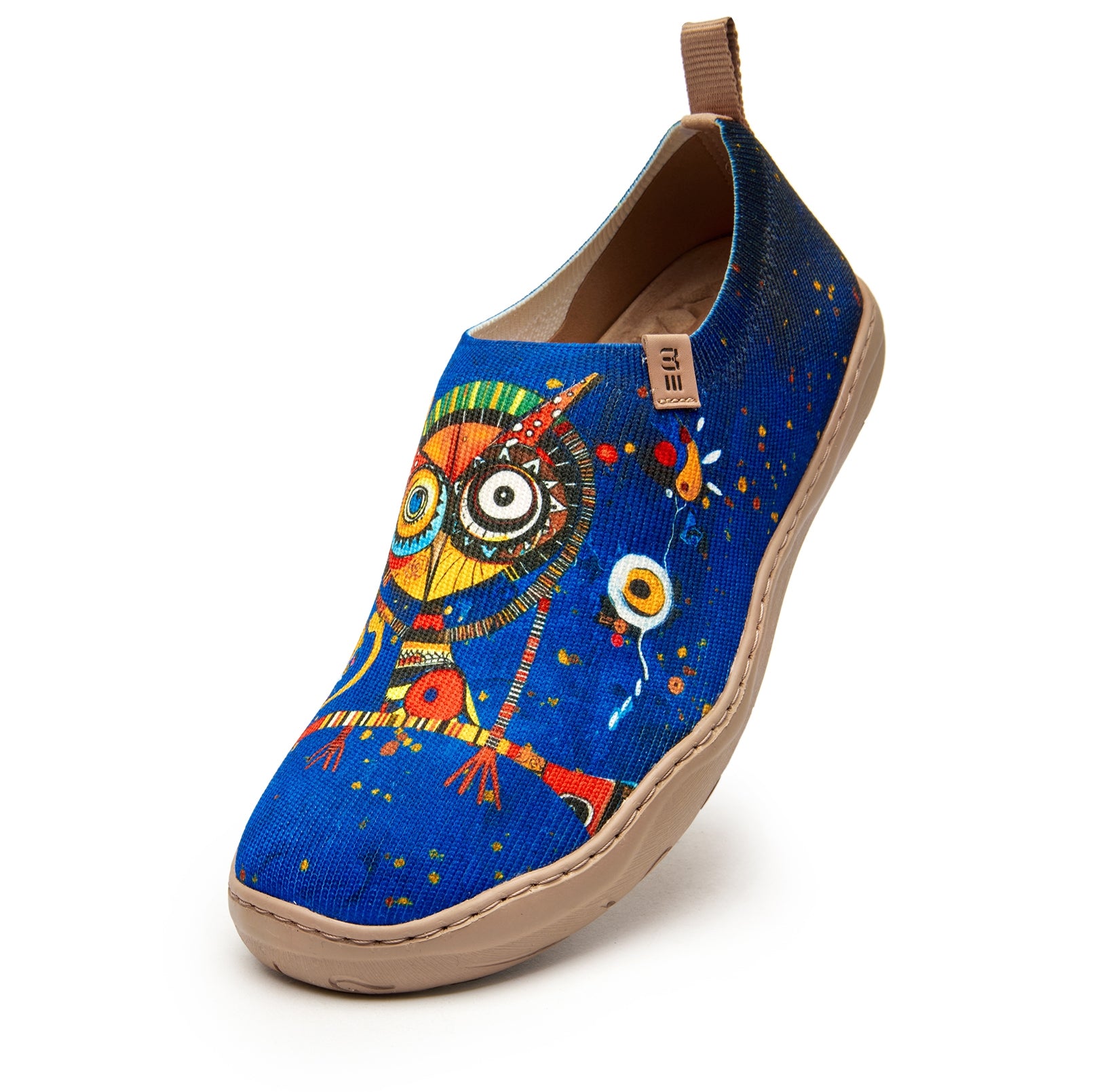 Women's Foldable Loafers, Funny Owl Painted Canvas Slip-On Sneakers, 100% Polyester Textured Yarn