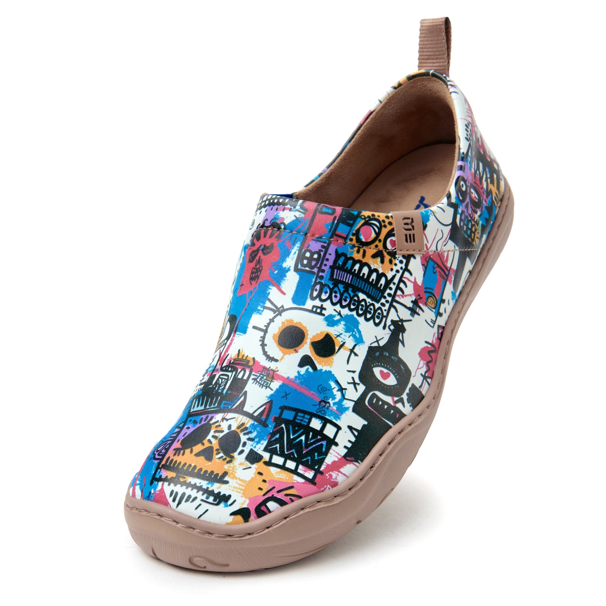 Halloween Doodles Women's Foldable Loafers, Painted Canvas Sneaker Slip-On Shoes, 100% PU